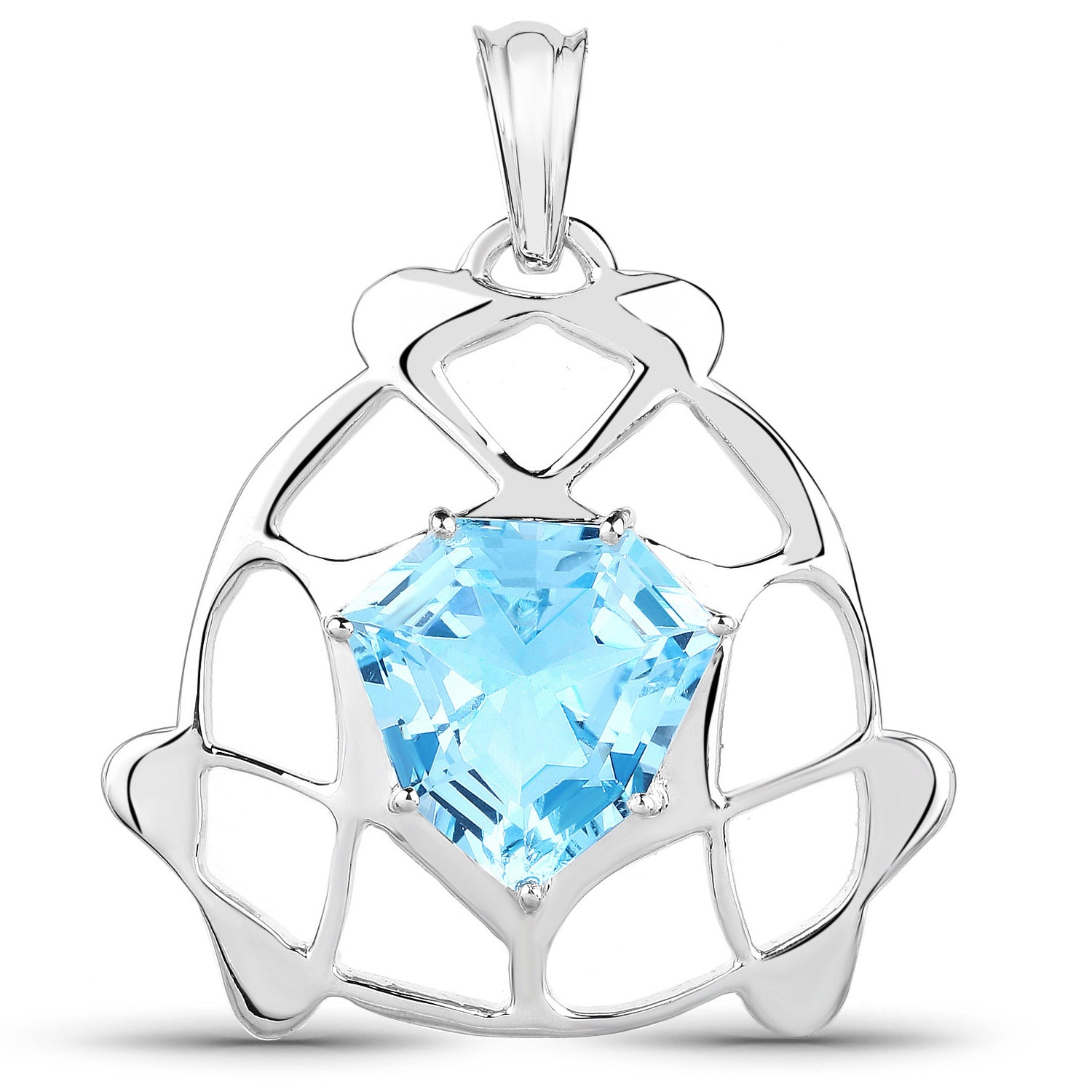 Swiss Blue Topaz Pendant 11.4 Carats Sterling Silver