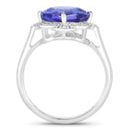 Tanzanite Ring With Diamonds 3.46 Carats 14K White Gold