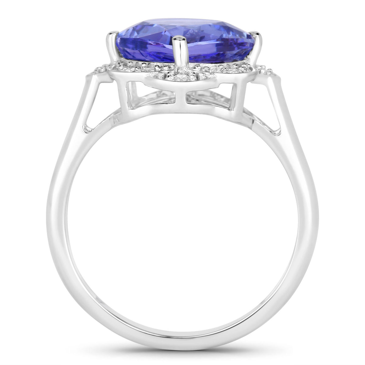 Tanzanite Ring With Diamonds 3.46 Carats 14K White Gold