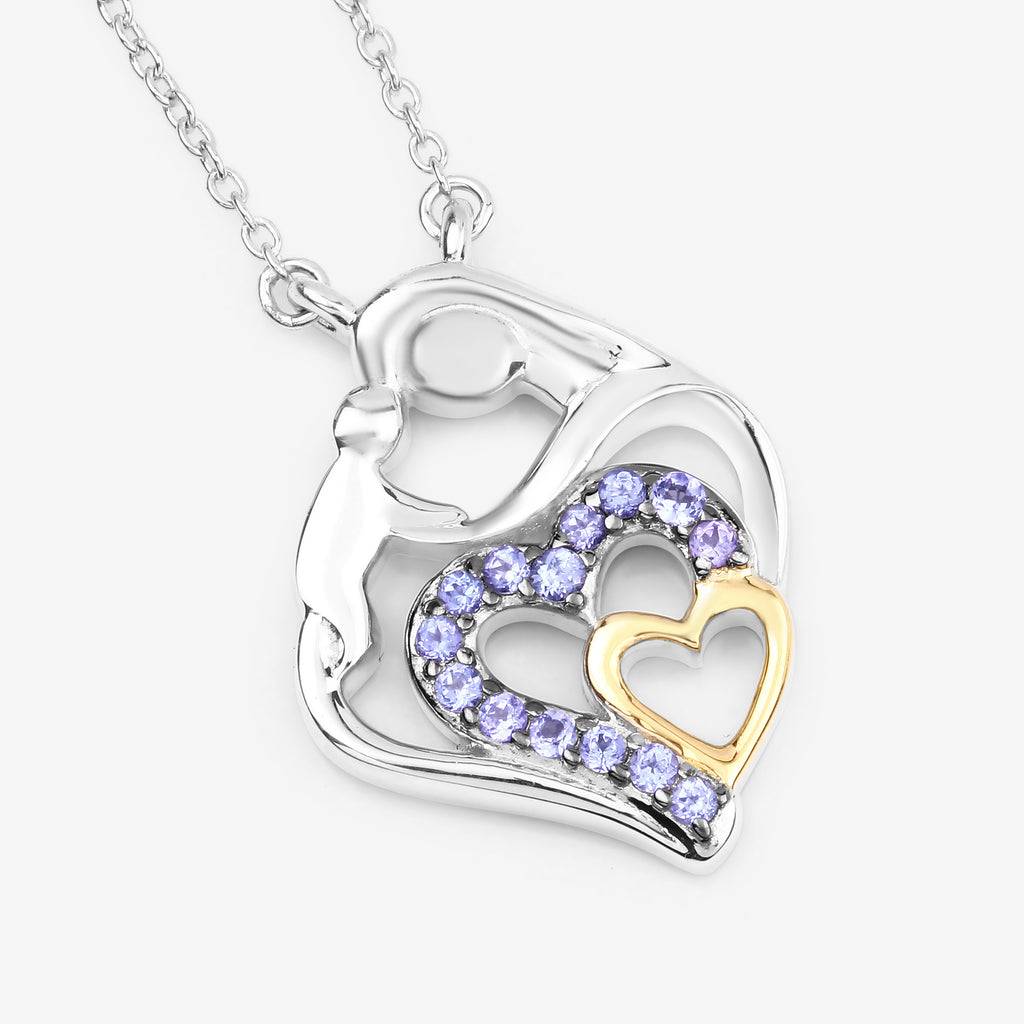 Tanzanite Mom Pendant 0.26 Carats Gold Plated Silver