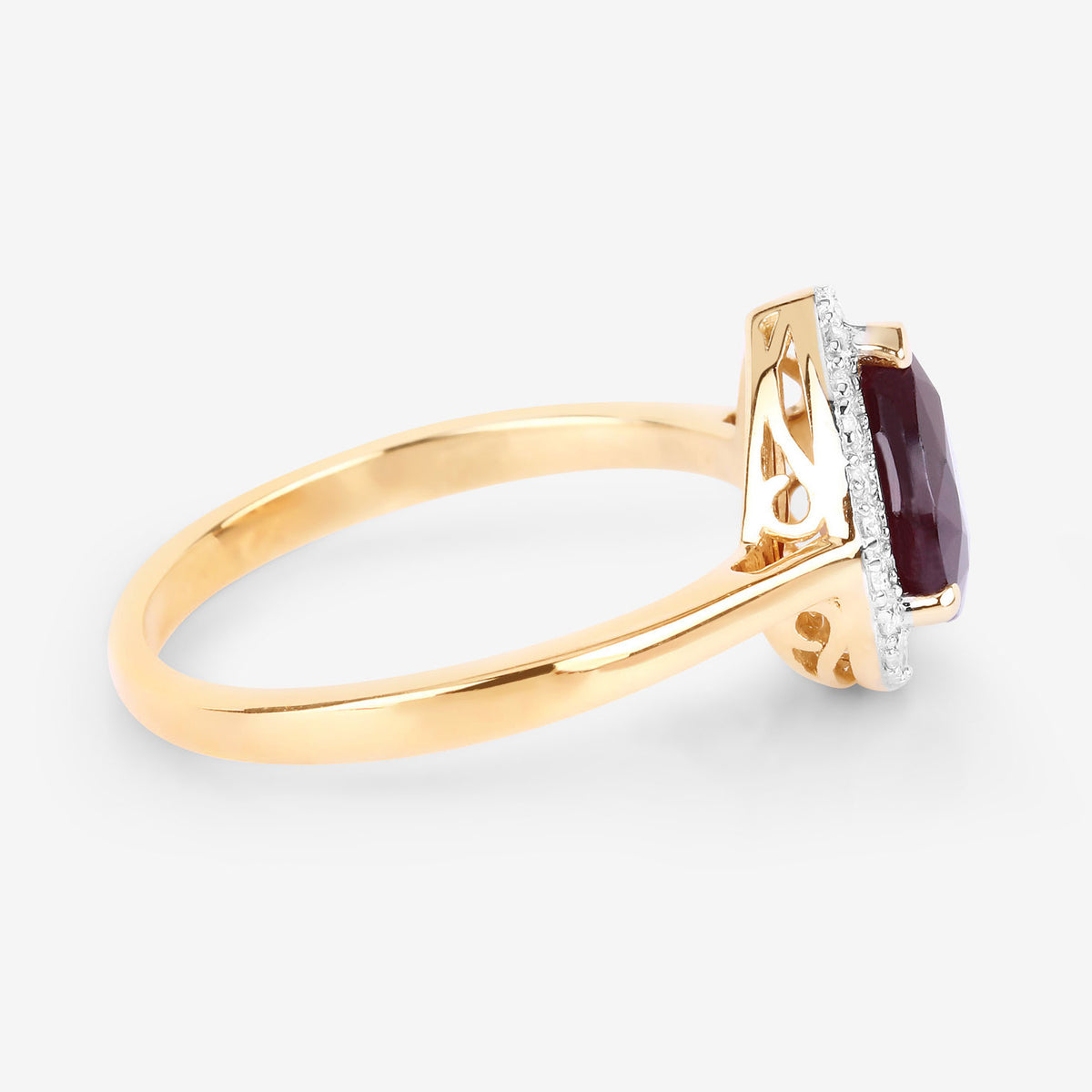 Ruby Ring With Diamonds 2.16 Carats 14K Yellow Gold
