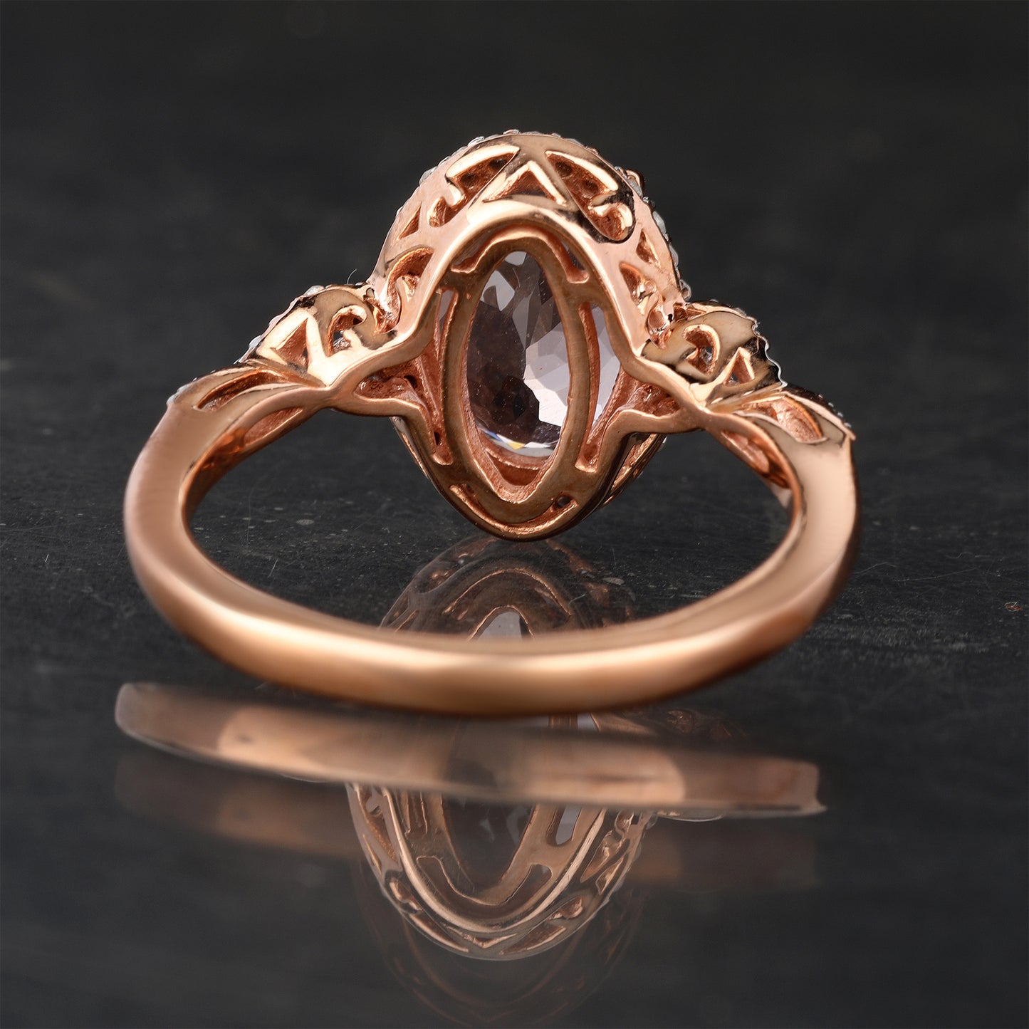 Morganite Ring With Diamonds 2.58 Carats 9K Rose Gold