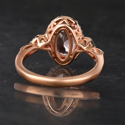 Morganite Ring With Diamonds 2.58 Carats 9K Rose Gold