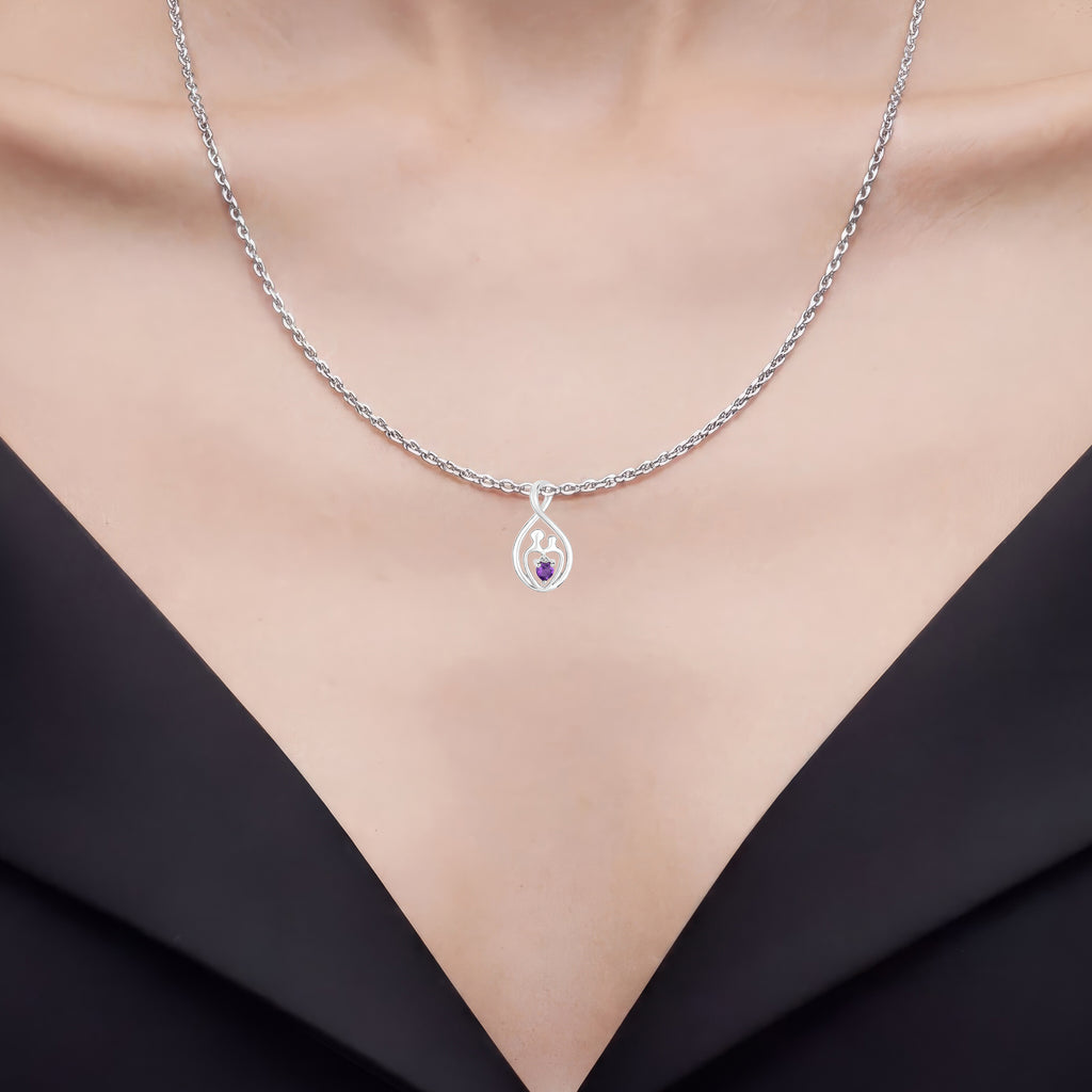 Amethyst Mom Pendant 0.14 Carats Sterling Silver
