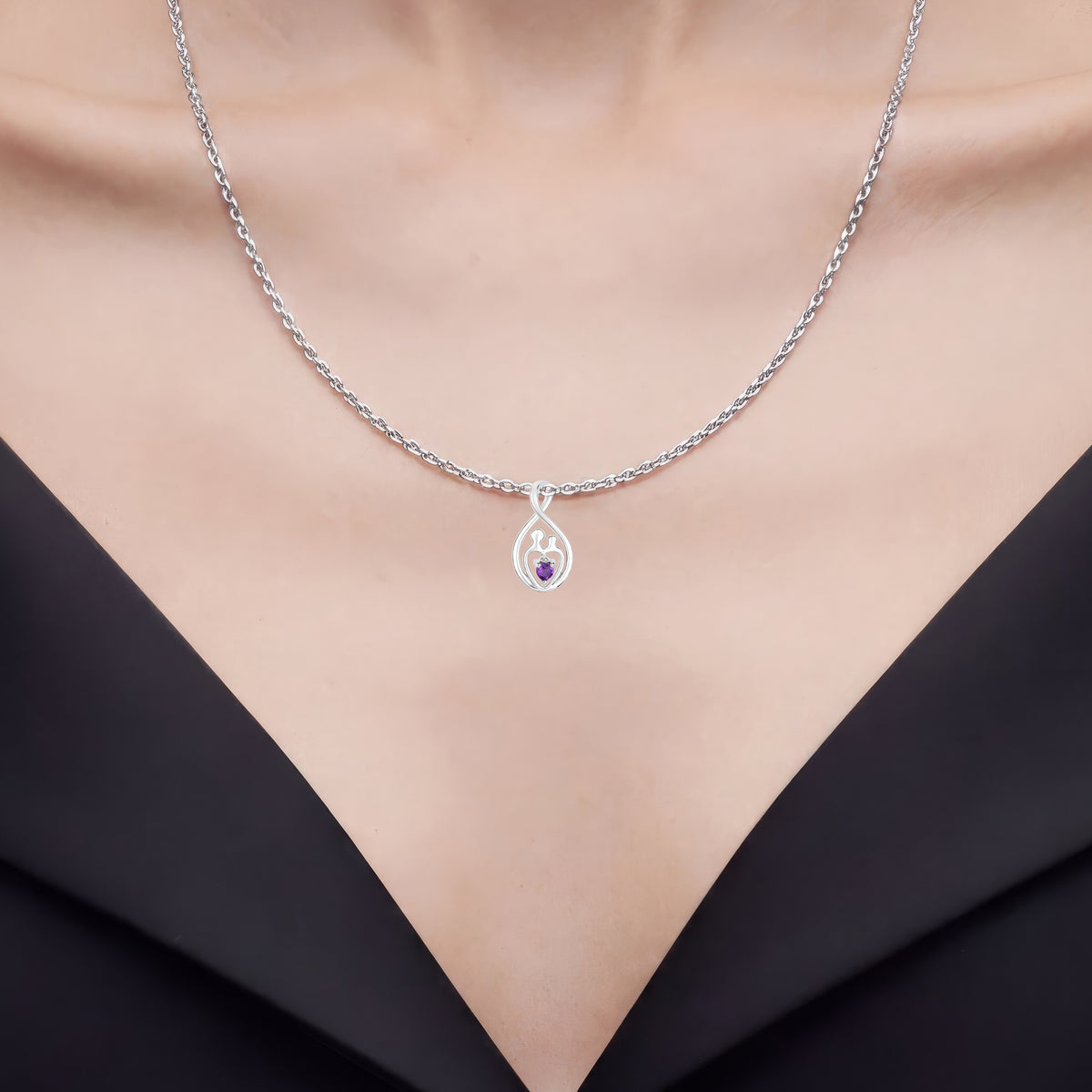 Amethyst Mom Pendant 0.14 Carats Sterling Silver
