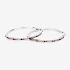 Natural Multicolor Sapphire Hoop Earrings 2.16 Carats Sterling Silver