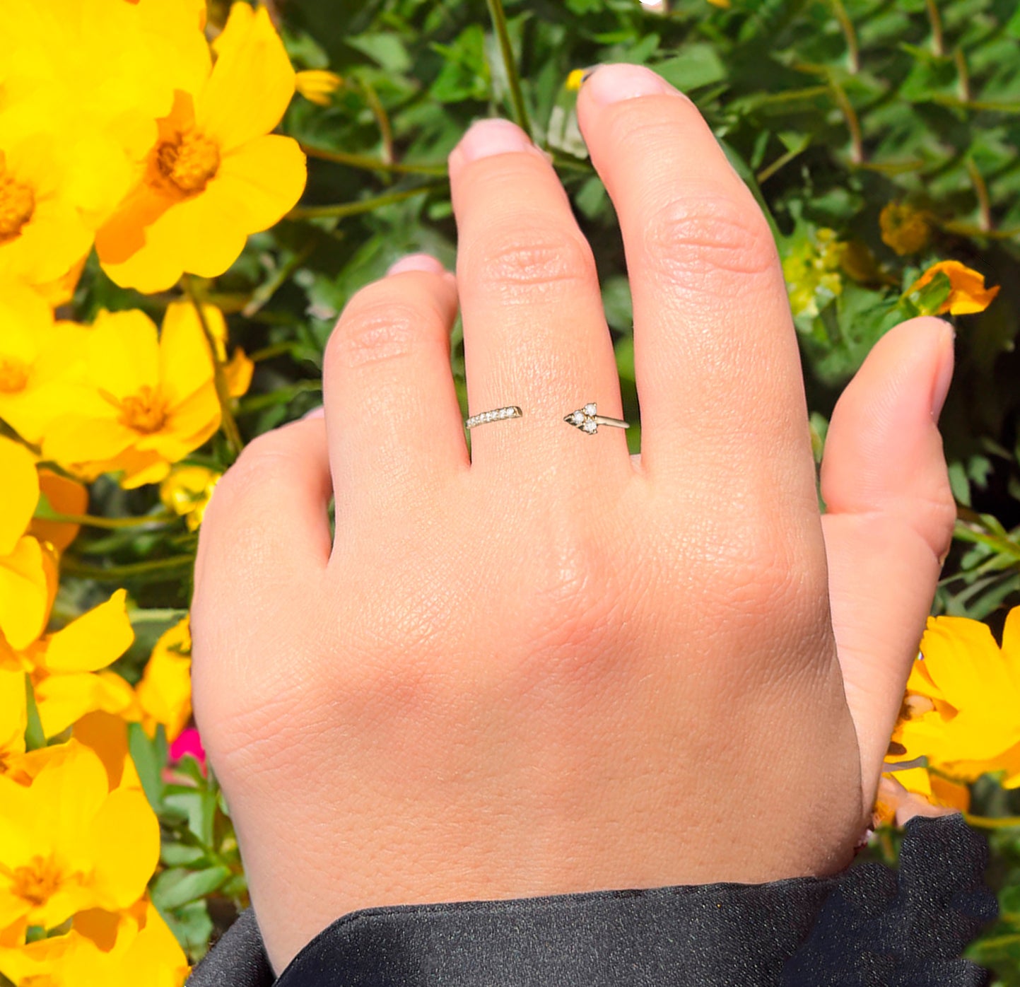 Diamond Arrow Ring 0.07 Carats 9K Yellow Gold