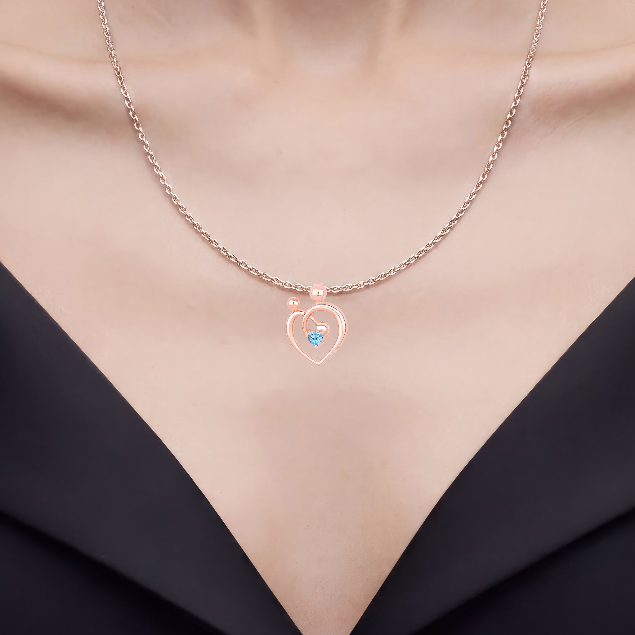 Swiss Blue Topaz Mom Pendant 0.26 Carats Gold Plated Silver