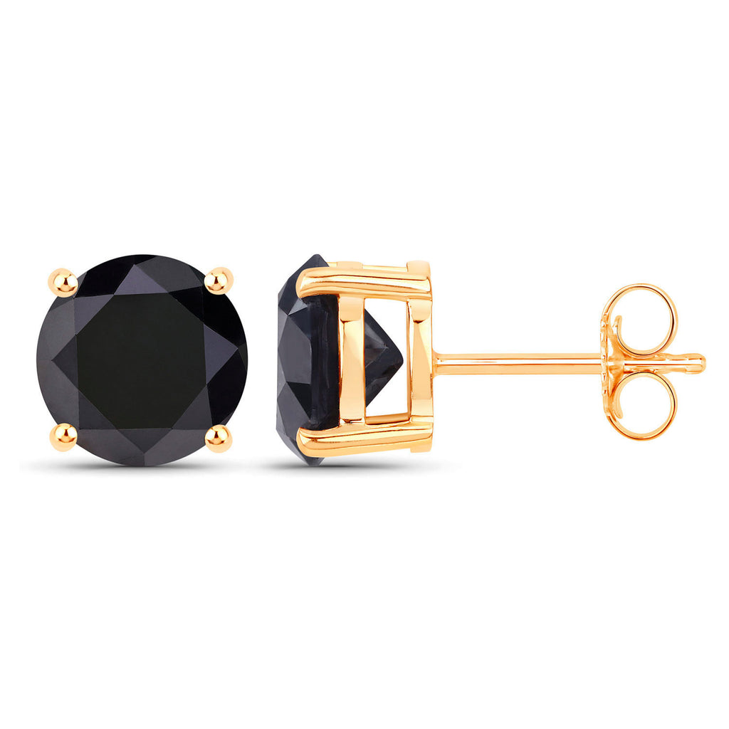 Black Diamond Earrings 4.9 Carats 14K Yellow Gold