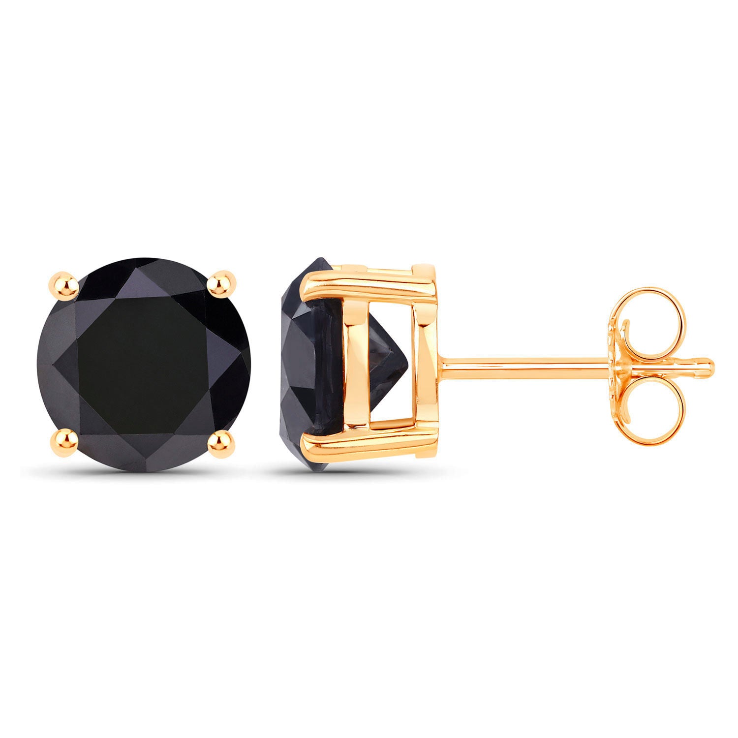Black Diamond Earrings 4.9 Carats 14K Yellow Gold