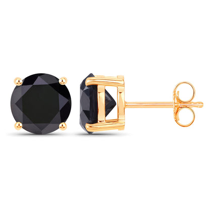 Black Diamond Earrings 4.9 Carats 14K Yellow Gold