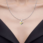 Peridot Mom Heart Pendant With Black Spinel 0.46 Carats Gold Plated Silver
