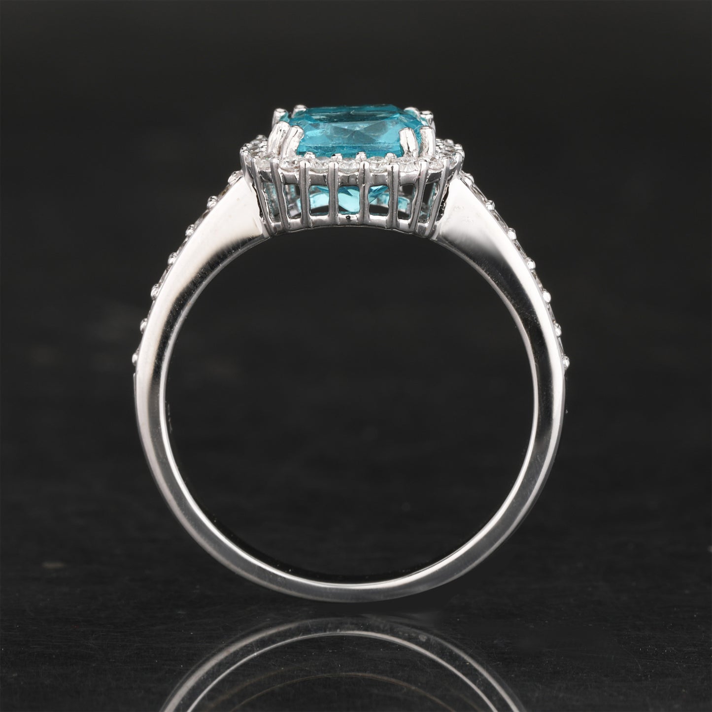 Apatite Ring With Diamonds 1.85 Carats 9K White Gold