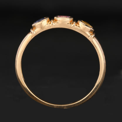Natural Mixed Color Sapphire Ring 0.35 Carats 9K Yellow Gold