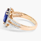 Blue Sapphire Ring With Diamonds 2.78 Carats 18K Yellow Gold