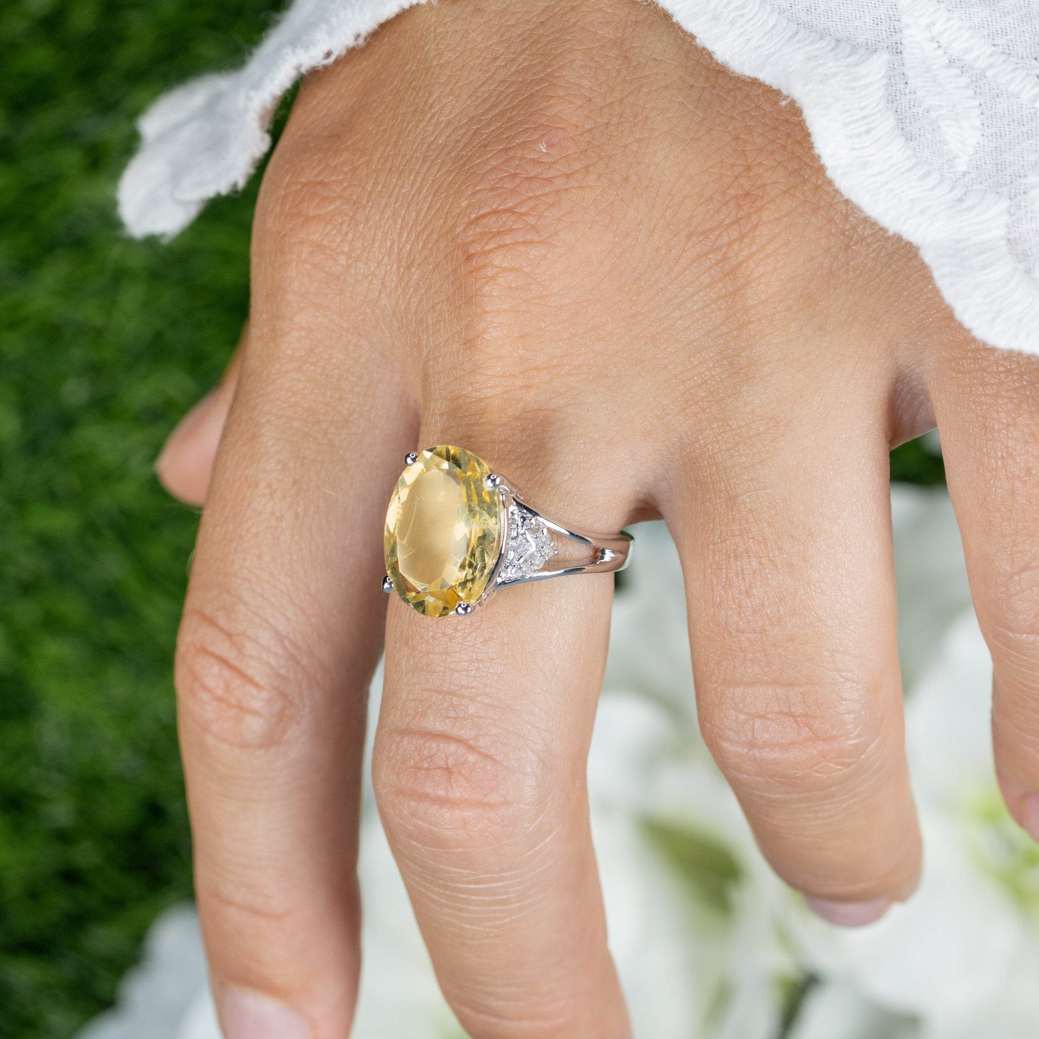 Citrine Ring Diamonds 4.53 Carats Sterling Silver