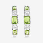 Peridot Hoop Earrings White Topaz 2.4 Carats Sterling Silver