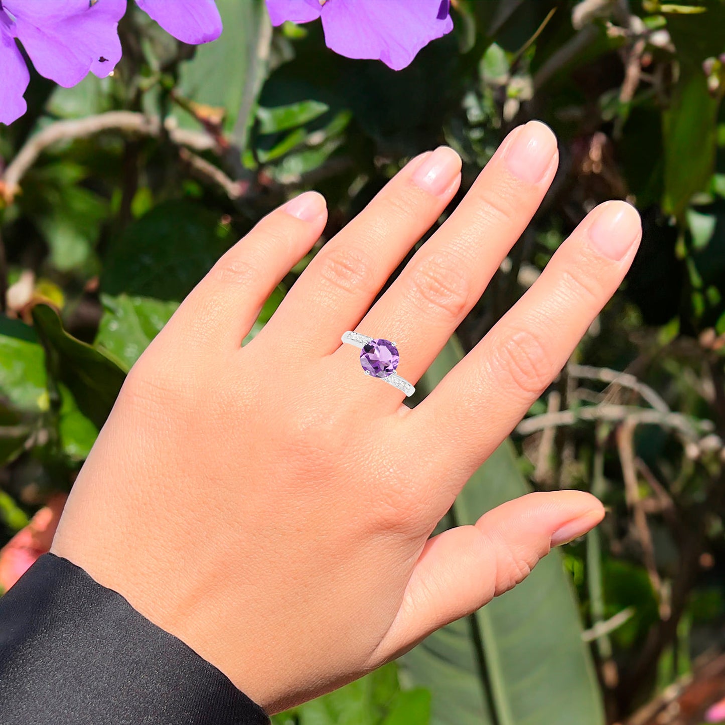 Amethyst Solitaire Ring White Topaz Setting 2.52 Carats