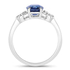 Blue Sapphire Ring With Diamonds 2.3 Carats 18K White Gold
