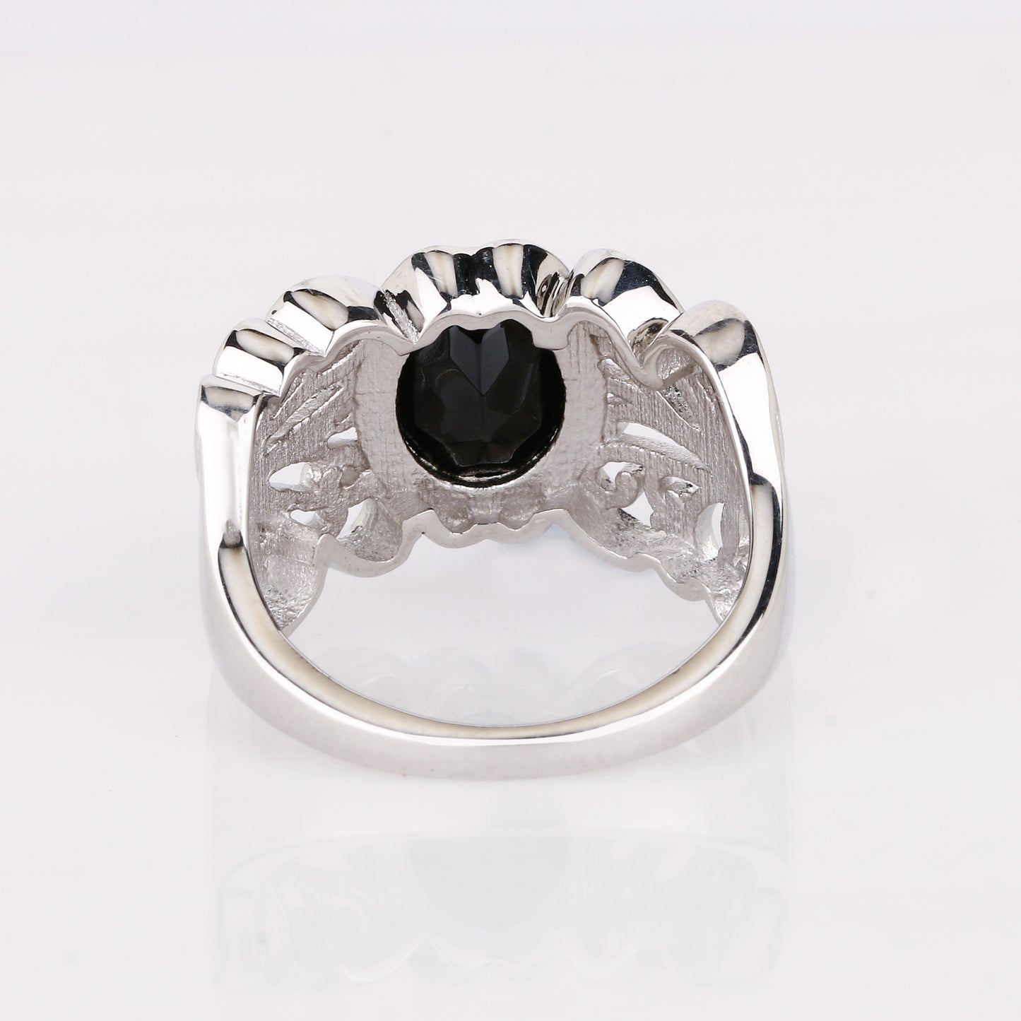 Natural Black Spinel Ring 3.35 Carats Sterling Silver