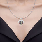 Multicolor Sapphire Heart Pendant 4.28 Carats Sterling Silver