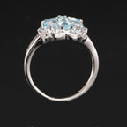 Blue Topaz Ring With White Topaz 1.51 Carats Sterling Silver