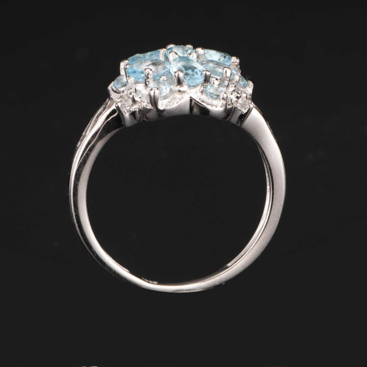 Blue Topaz Ring With White Topaz 1.51 Carats Sterling Silver