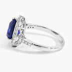 Blue Sapphire Ring With Diamonds 3.44 Carats 18K White Gold