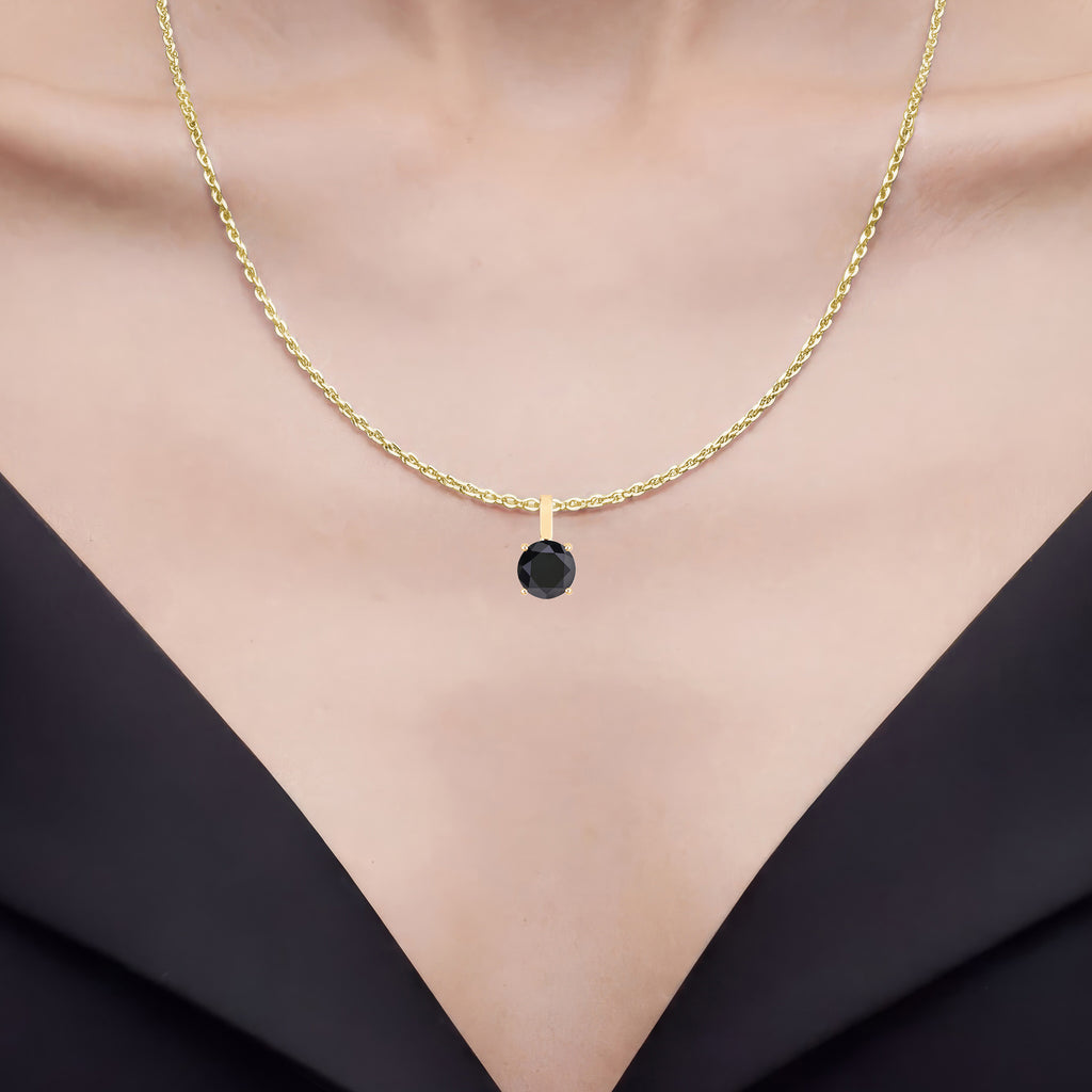 Black Diamond Pendant 3.1 Carats 14K Yellow Gold