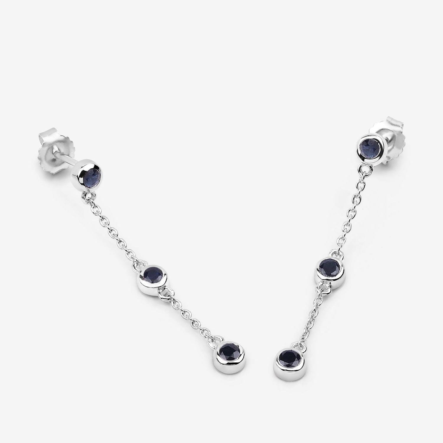 Blue Sapphire Earrings 0.64 Carats Sterling Silver