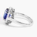 Blue Sapphire Ring With Diamonds 3.86 Carats 18K White Gold