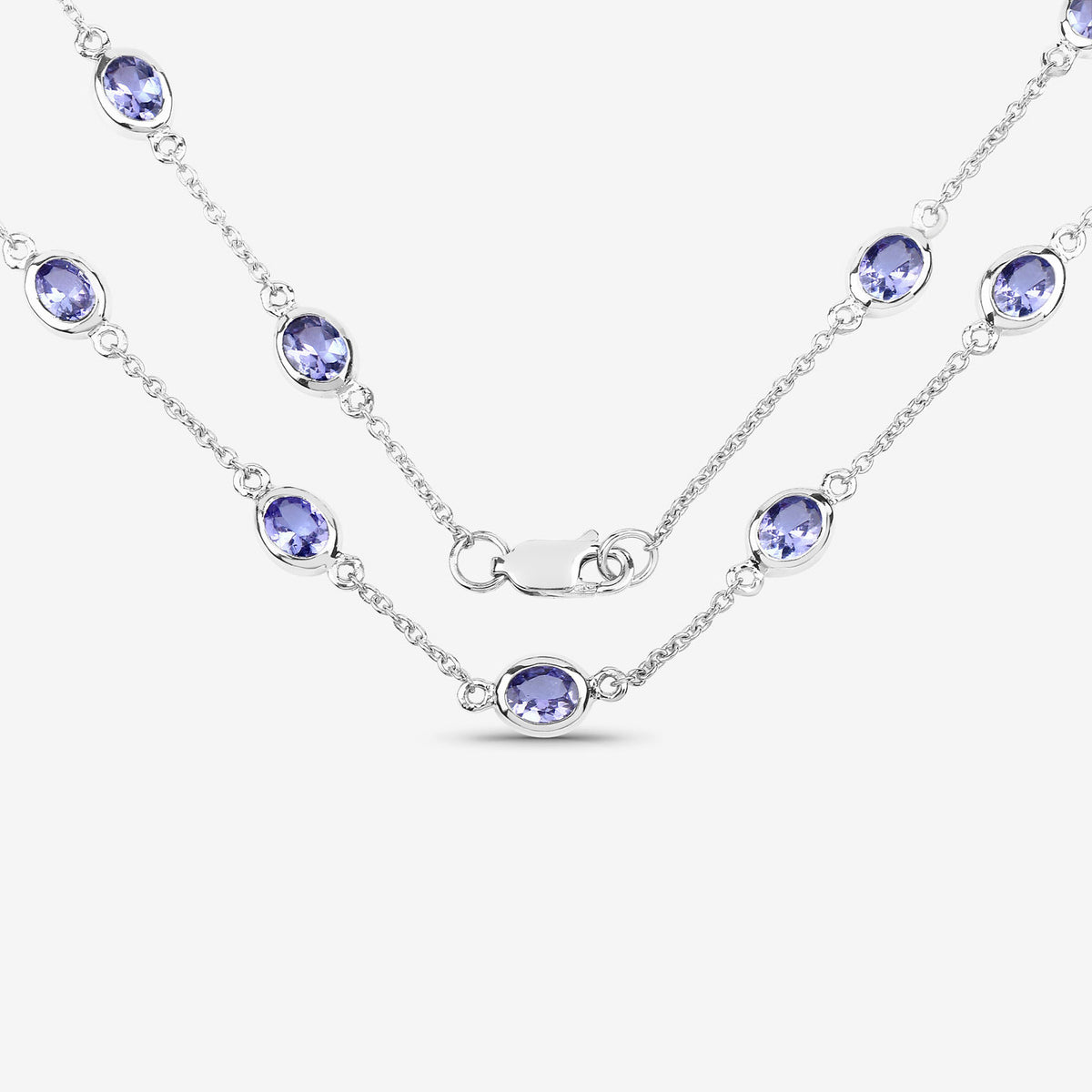 Tanzanite Necklace 5.92 Carats Sterling Silver