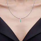 Zambian Emerald Pendant With Diamonds 0.26 Carats 14K White Gold