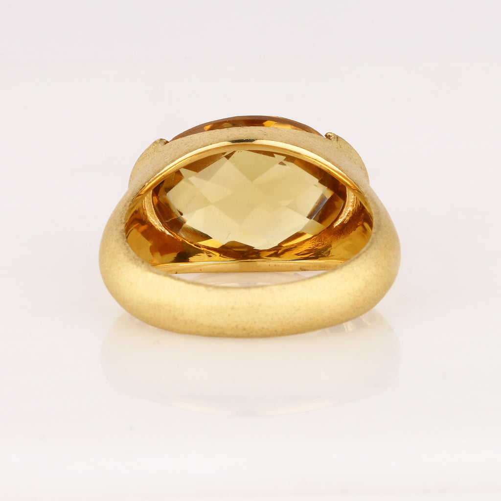 Champagne Quartz Ring 8.40 Carats Gold Plated Silver