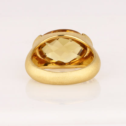 Champagne Quartz Ring 8.40 Carats Gold Plated Silver