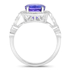 Natural Tanzanite Ring With Diamonds 3.18 Carats 14K White Gold