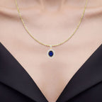 Blue Sapphire Pendant With Diamonds 4.1 Carats 18K Yellow Gold