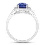 Blue Sapphire Ring With Diamonds 2.92 Carats 18K White Gold