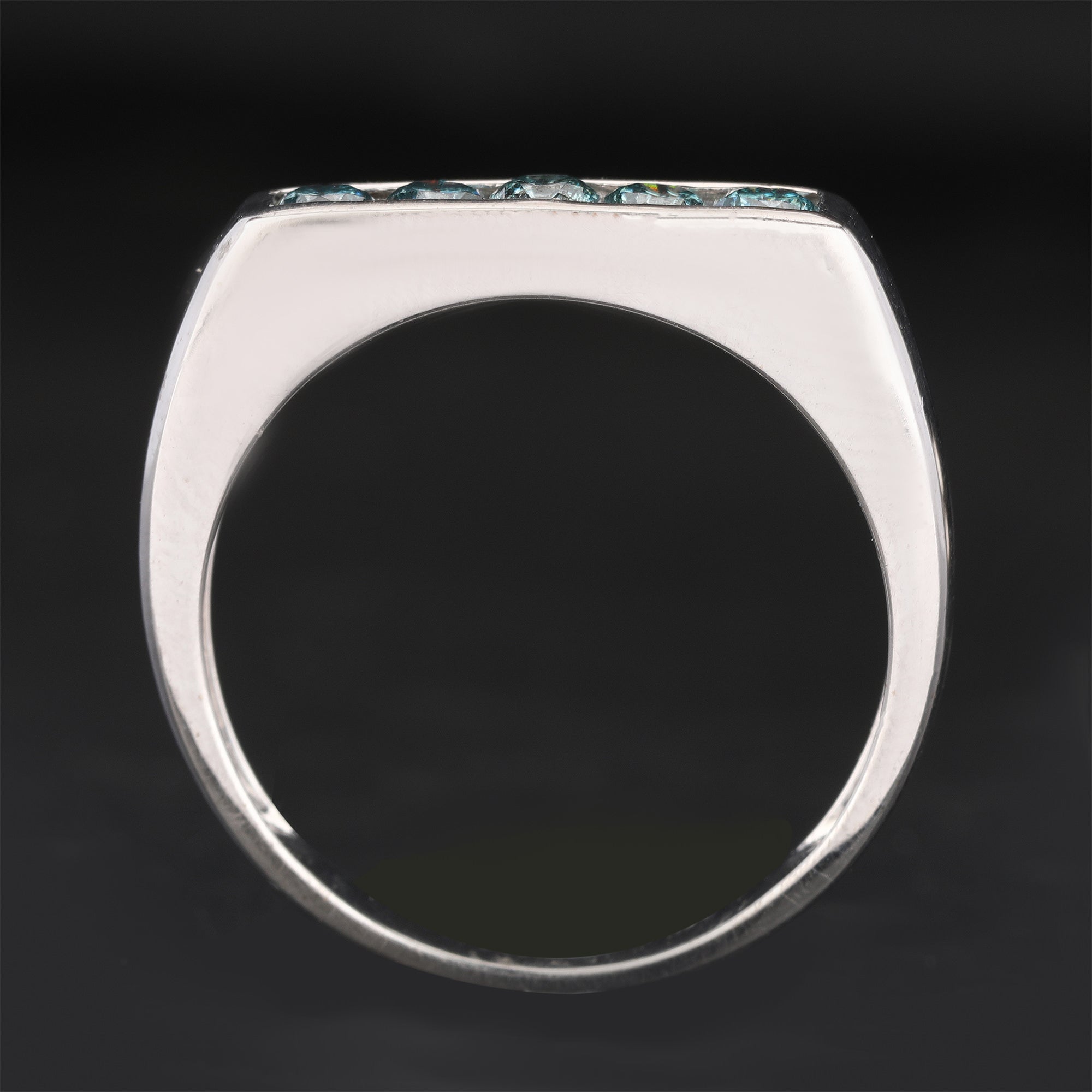 Blue Diamond Ring 0.35 Carats 9K White Gold