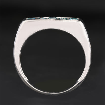 Blue Diamond Ring 0.35 Carats 9K White Gold