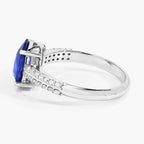 Blue Sapphire Ring With Diamonds 2.44 Carats 18K White Gold