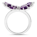 Amethyst Butterfly Ring 4.3 Carats Sterling Silver