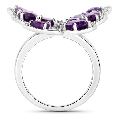 Amethyst Butterfly Ring 4.3 Carats Sterling Silver