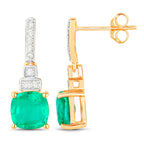 Natural Emerald Earrings With Diamonds 2.68 Carats 14K Yellow Gold
