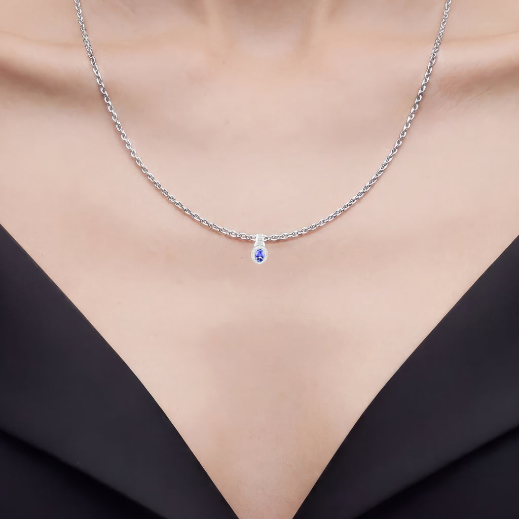 Tanzanite Pendant With White Topaz 0.76 Carats Sterling Silver