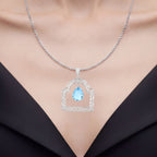 Swiss Blue Topaz Pendant 10.4 Carats Sterling Silver