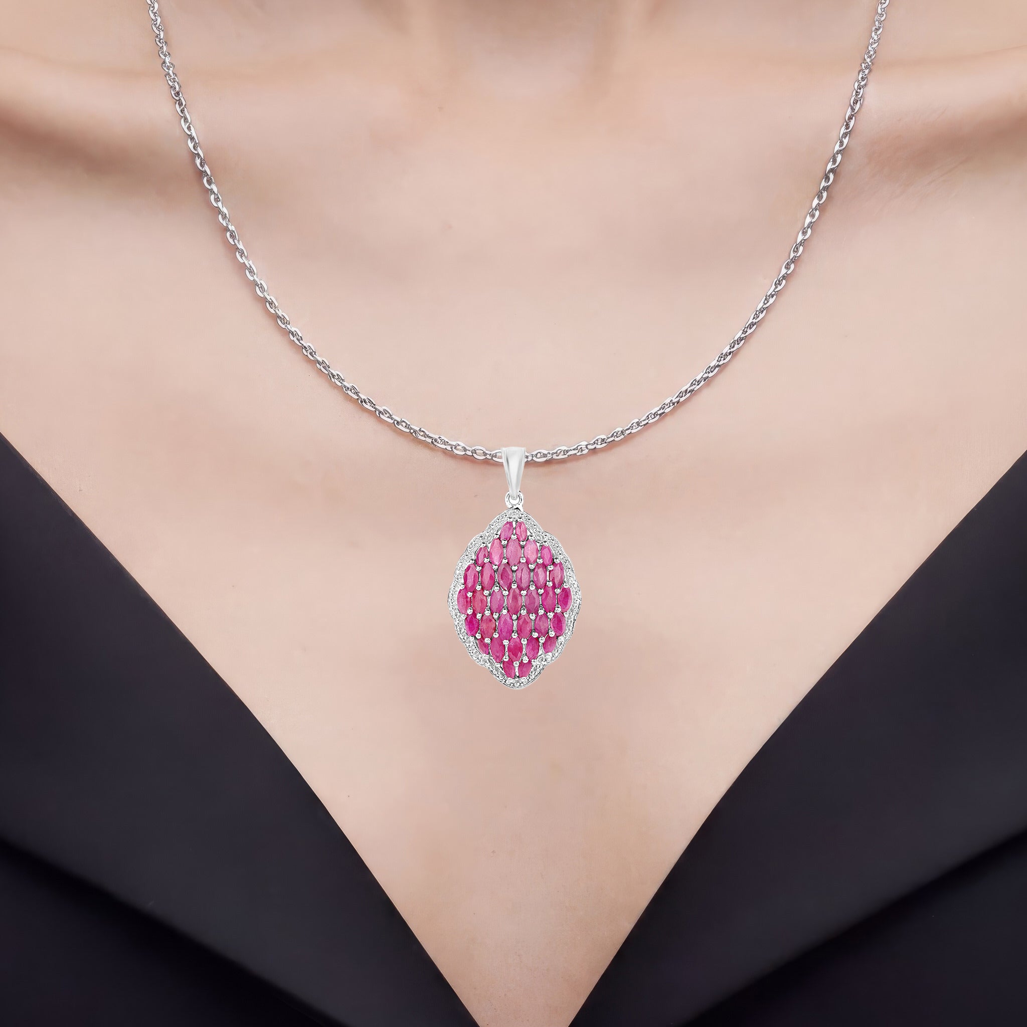 Ruby Pendant 4.42 Carats Sterling Silver