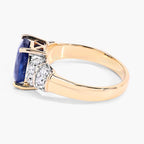 Blue Sapphire Ring With Diamonds 4.22 Carats 18K Yellow Gold
