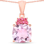 Pink Amethyst Pendant Rhodolite 5.53 Carats 18K Rose Gold Plated Silver