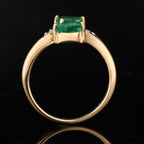 Natural Zambian Emerald Ring With Diamonds 0.74 Carats 9K Yellow Gold
